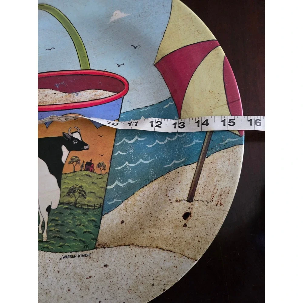Oneida Warren Kimble Cow in a Bucket Melamine 16 inch Large Serving Platter Tray